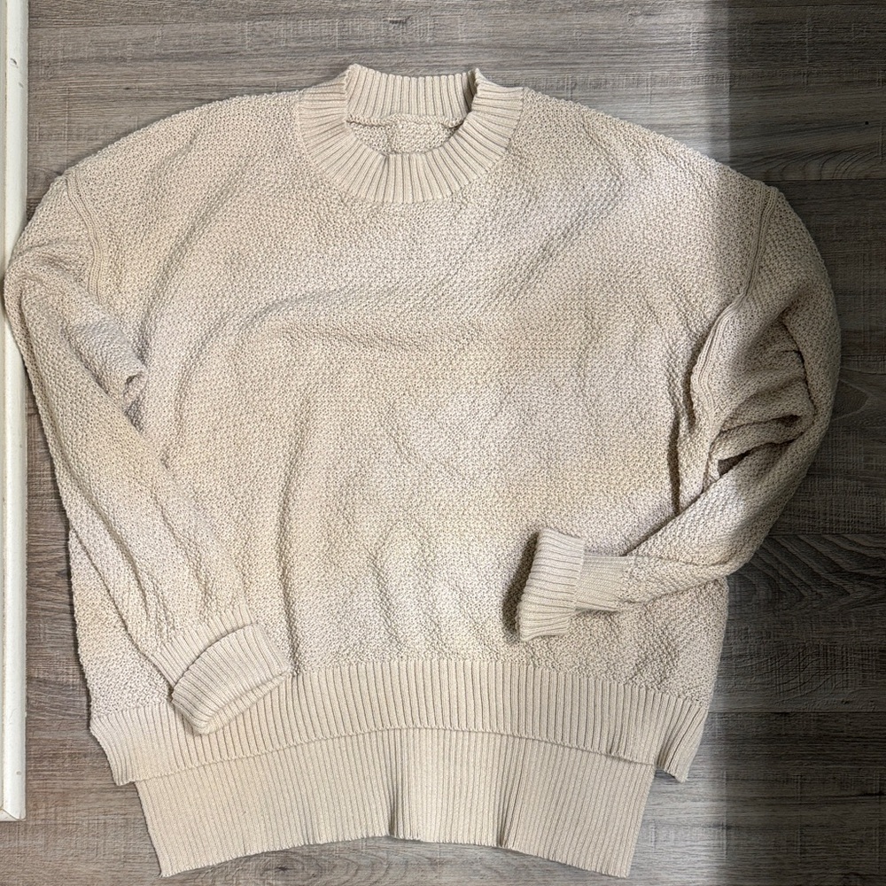 Cozy Cream Knit Sweater and wide leg pants set - Picture 2 of 6